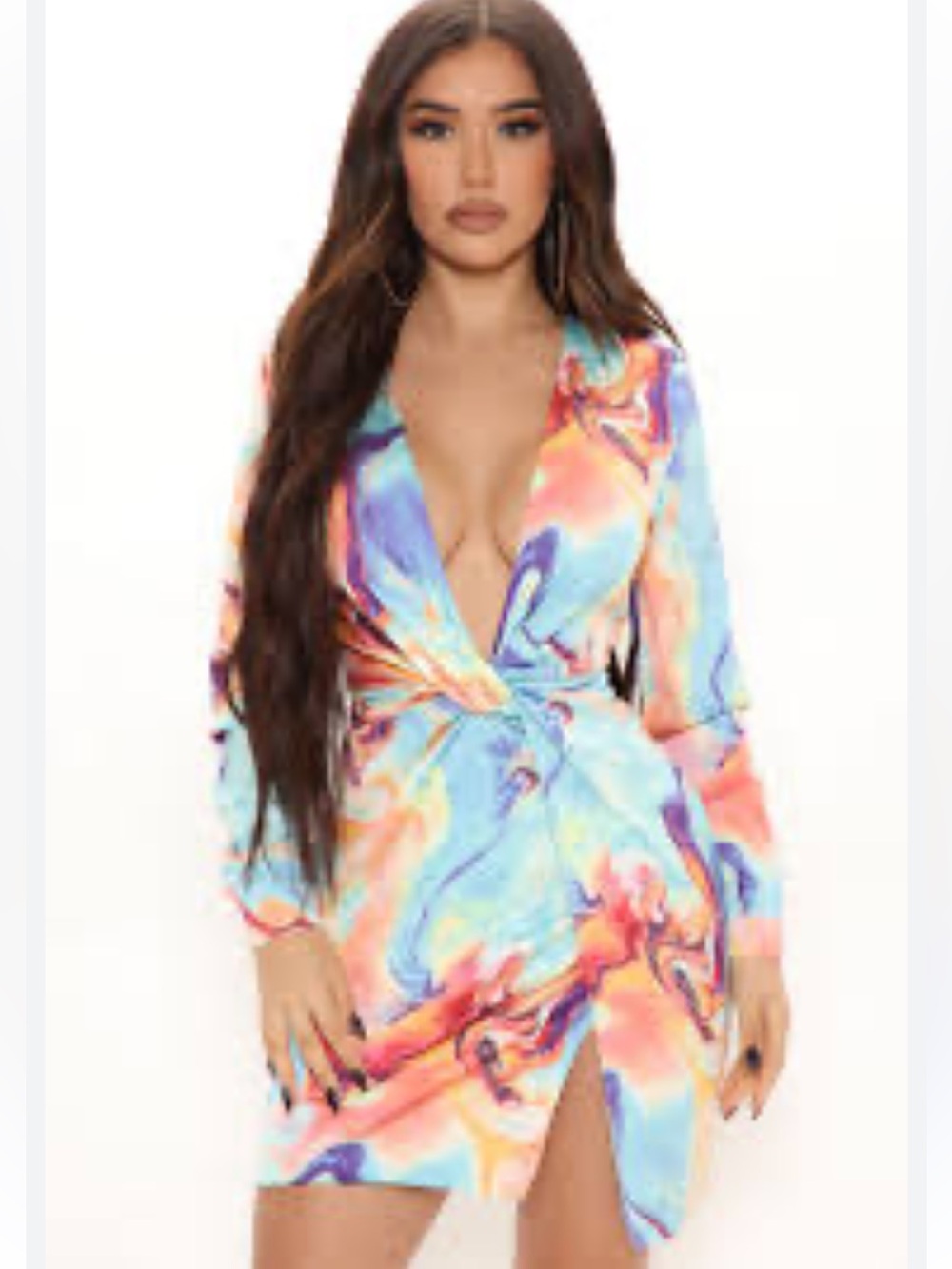 NWT Fashion Nova Sugar Free Watercolor Mini Dress in Size Medium.